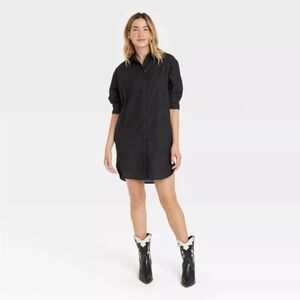 Black universal thread shirt dress size L pockets NWT